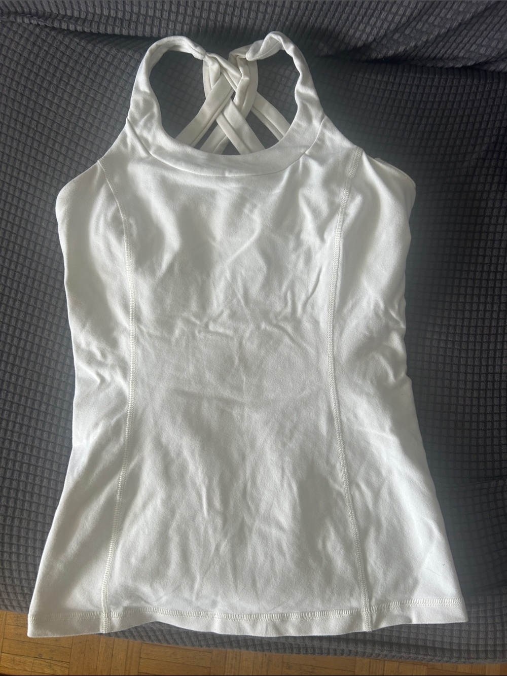 lululemon athletica White Crisscross Back Tank Top